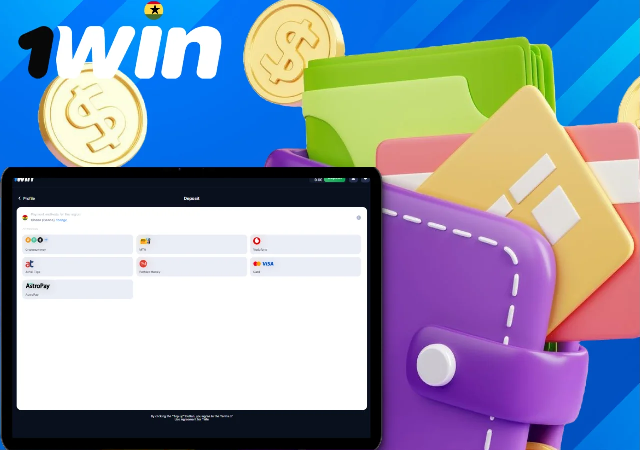 Instructions for depositing via the 1win app for Ghanaian players