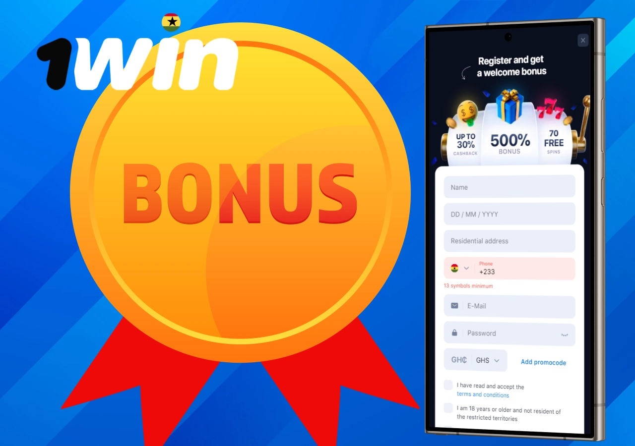 Main bonus for Ghanaian players from 1Win Casino