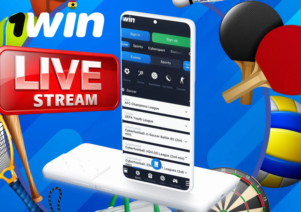 Live betting on 1Win Ghana in real time on different sports